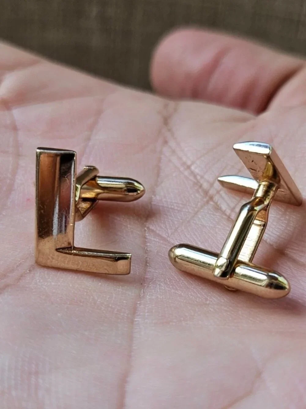 Vintage Swank Cufflinks Gold Tone Initial L Fashion Men Jewelry Cuff Links